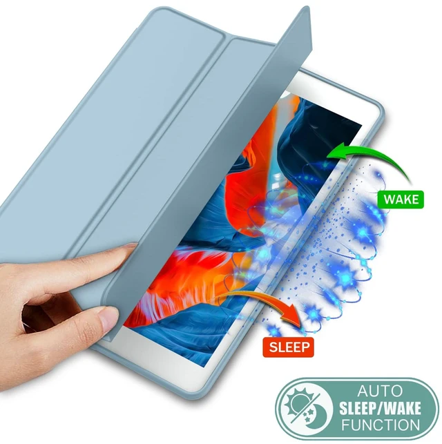 Alt view image 4 of 5 - iMieet iPad 9th Generation Case 2021/iPad 8th Generation Case 2020 10.2 Inch with Pencil Holder, iPad 7th Gen 2019 Case with Soft Baby Skin Silicone Back, Auto Wake/Sleep Cover (Light Blue)