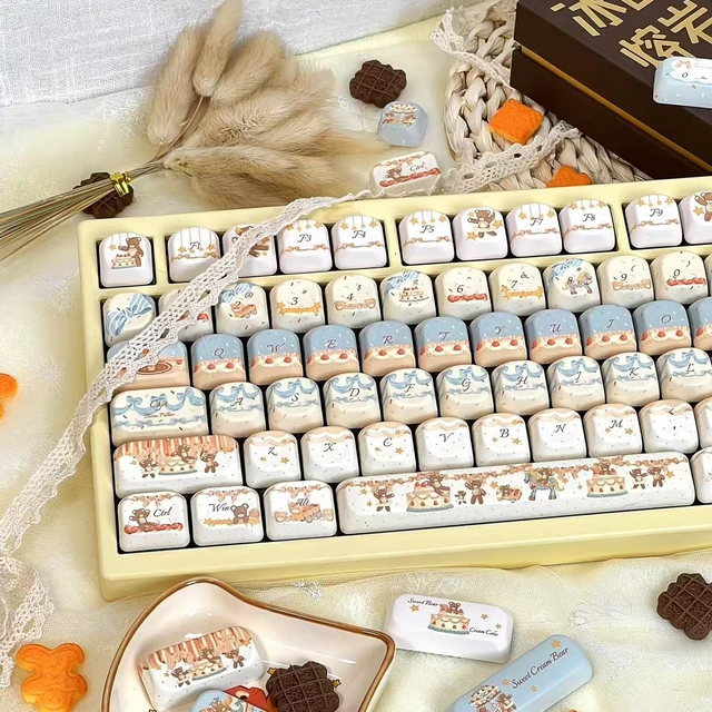 Alt view image 5 of 5 - COOMICKEY Cute PBT Keycaps, MOA Profile Keycap Set, Dye Sublimation Creamy Keyboard Keycaps Suitable for 60% 65% 75% 80% 100% MX Switches Mechanical Keyboard