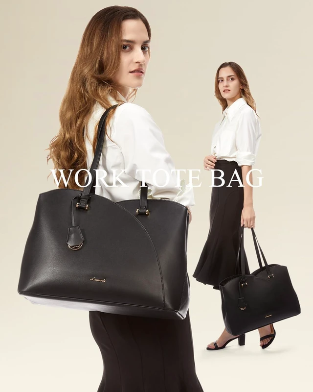 Alt view image 2 of 5 - LOVEVOOK 17 Inch Laptop Tote Bag for Women, Work Bags Laptop Bag Teacher Tote Bag, Leather Computer Bag Large Purses Handbag Professional Briefcase, Black