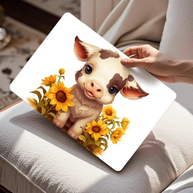 Alt view image 3 of 5 - Mektron Case for 2026 MacBook Air 15 INCH M5 A3448 Compatible with M4 A3241 /M3 A3114 /M2 A2941 Printed Plastic Hard Shell Cover with 15.3" Liquid Retina Display Touch ID- Cute Cow