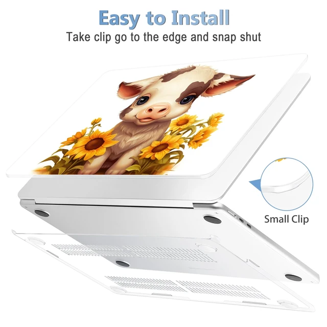 Alt view image 5 of 5 - Mektron Case for 2026 MacBook Air 15 INCH M5 A3448 Compatible with M4 A3241 /M3 A3114 /M2 A2941 Printed Plastic Hard Shell Cover with 15.3" Liquid Retina Display Touch ID- Cute Cow