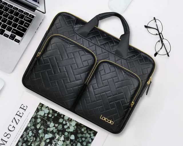 Alt view image 3 of 5 - Lacdo 360 Protective Laptop Shoulder Bag, 16 inch Laptop Bag for 16 inch MacBook Pro M5 Pro/Max A3428 A3429 (2026), M4/M3/M2/M1 A3403 A3186 A2991 A2780 A2485, 15 inch Surface Laptop 7th,Elegant Black