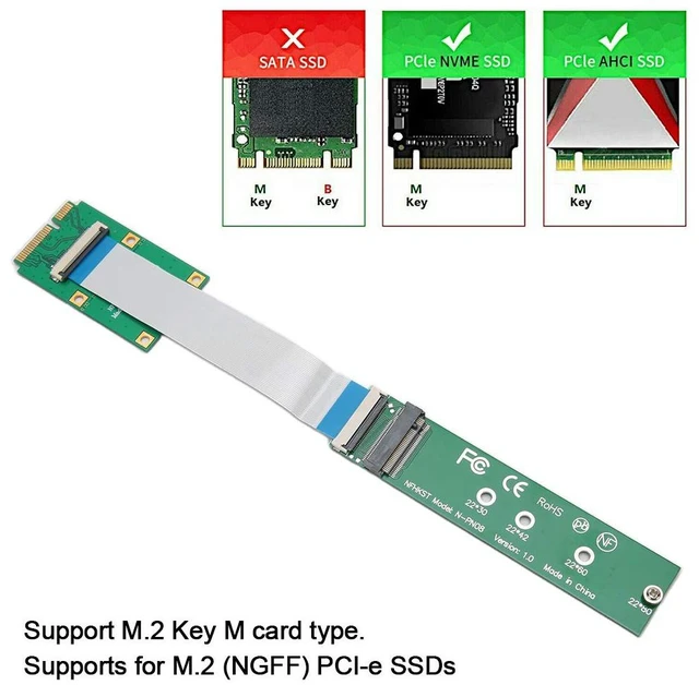 Alt view image 2 of 5 - Mini PCIe Adapter Card to NVMe M.2 NGFF SSD for 2230/2242/2260/2280 M.2 Hard Drive