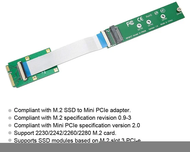 Alt view image 3 of 5 - Mini PCIe Adapter Card to NVMe M.2 NGFF SSD for 2230/2242/2260/2280 M.2 Hard Drive