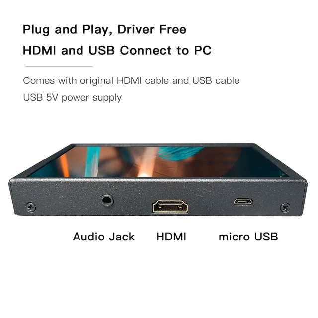 Alt view image 2 of 5 - LESOWN Mini Monitor HDMI 5 inch IPS Small Screen Portatil 800x480 LCD 5" Capacitive Touch Screen Metal Case Dual Speakers Potable Monitor PC HDMI Display