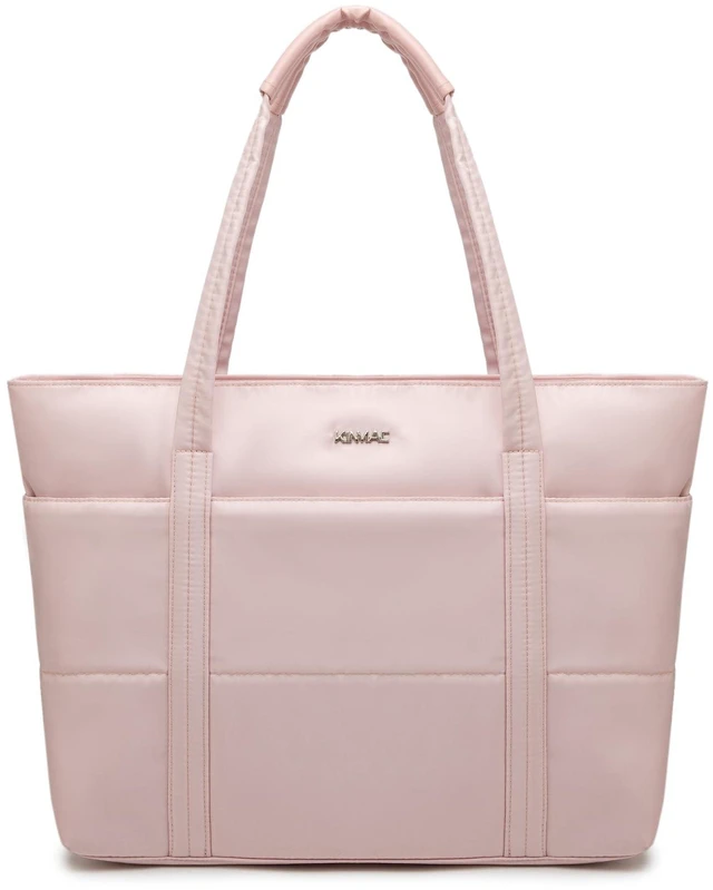 Main image of Kinmac Computer Tote Bag for Women, Large Capacity Laptop Tote Handbag for Work Office Travel (Pink Grid)