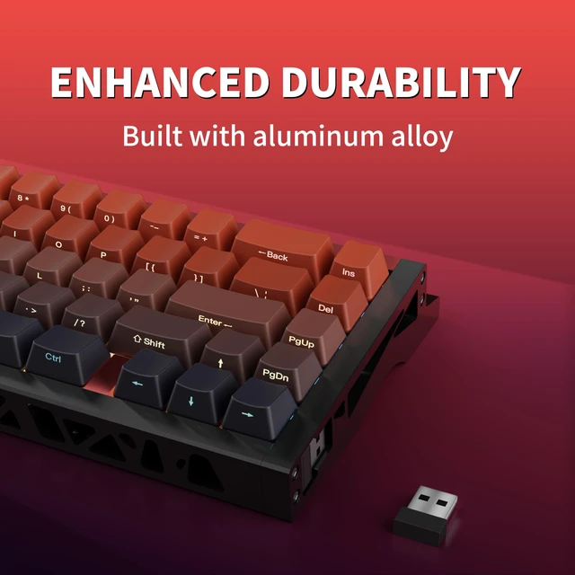 Alt view image 3 of 5 - kutethy KY67 65% Wireless Mechanical Gaming Keyboard, Aluminum Alloy Hollow Design, Gasket Compact Custom Keyboard Hot-Swap Socket, Gateron Clicky Switches, with RGB Backlit & Frame