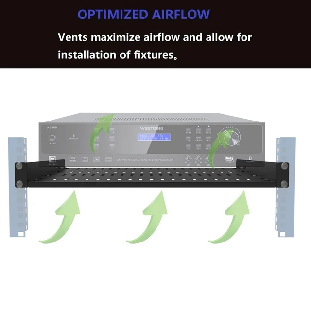 Alt view image 3 of 5 - JINGCHENGMEI 1U Cantilever Server Shelf Depth Adjustable 14-17 inch,Vented
