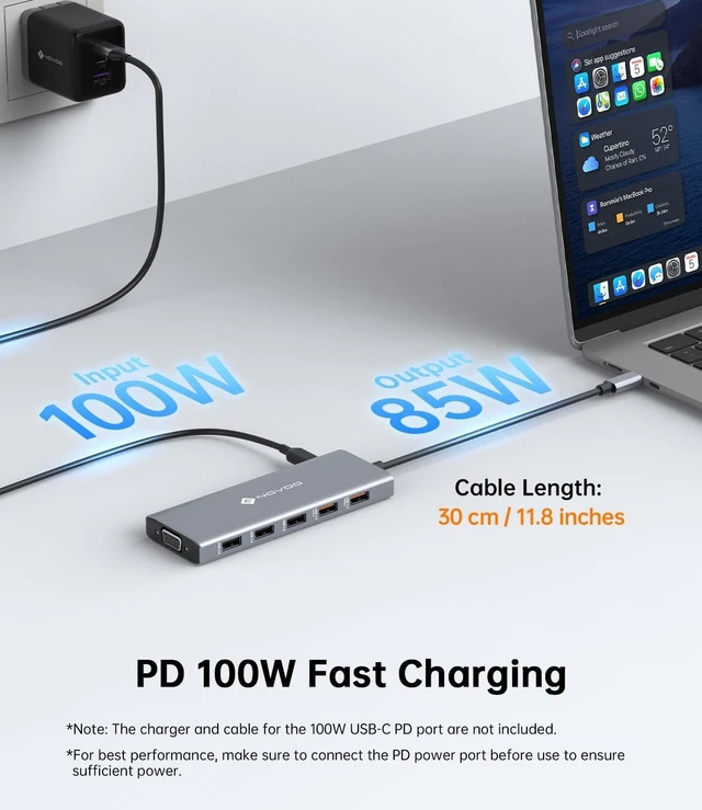 Alt view image 5 of 5 - NOVOO 12-in-1 Docking Station Dual Monitor, USB C Hub with HDMI 4K, VGA