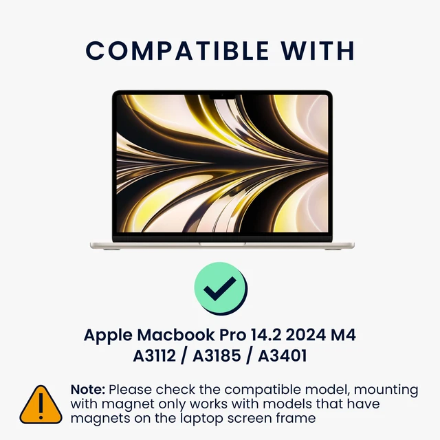 Alt view image 2 of 5 - kwmobile Laptop Privacy Screen for Apple MacBook Pro 14.2 2024 M4 A3112 / A3185 / A3401 - Magnetic Computer Privacy Screen Shield - Laptop Monitor Protector - Anti Glare Blue Light Blocking