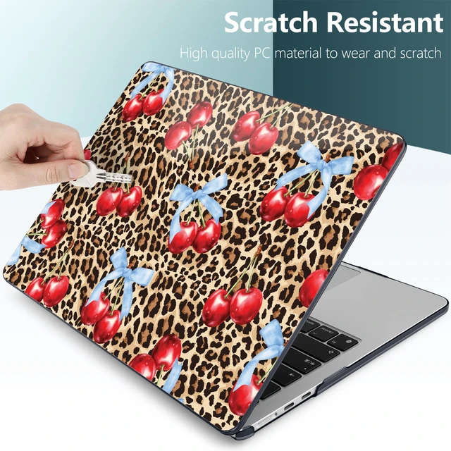 Alt view image 4 of 5 - DONGKE for MacBook Air 13 Inch Case M5 2026 M4 2025 M3 M2 2024-2022 A3449 A3240 A3113 A2681, Plastic Hard Shell & Keyboard Cover & Screen Film for MacBook Air 13.6 Inch Case - Leopard Cherry