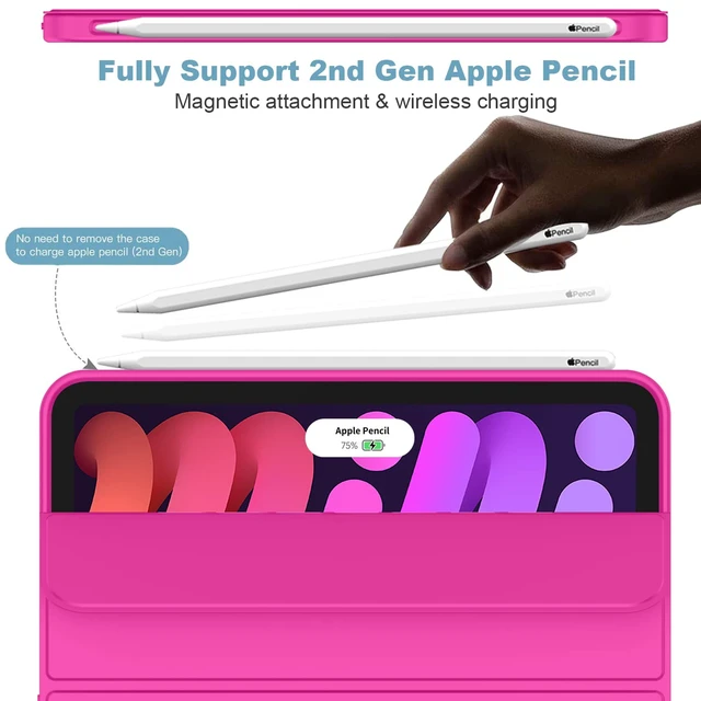 Alt view image 2 of 5 - iMieet iPad mini 7 Case 2024 (A17 Pro), iPad mini 6 Case (8.3-Inch,2021 Model), iPad mini 7th/6th Generation Case with Pencil Holder, Trifold Stand Smart Case with Soft TPU Back,Rose Red