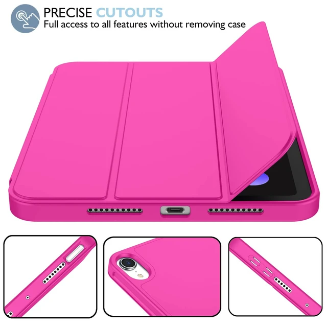 Alt view image 4 of 5 - iMieet iPad mini 7 Case 2024 (A17 Pro), iPad mini 6 Case (8.3-Inch,2021 Model), iPad mini 7th/6th Generation Case with Pencil Holder, Trifold Stand Smart Case with Soft TPU Back,Rose Red