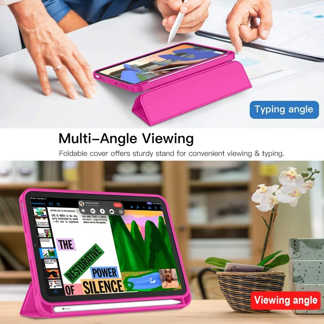 Alt view image 5 of 5 - iMieet iPad mini 7 Case 2024 (A17 Pro), iPad mini 6 Case (8.3-Inch,2021 Model), iPad mini 7th/6th Generation Case with Pencil Holder, Trifold Stand Smart Case with Soft TPU Back,Rose Red