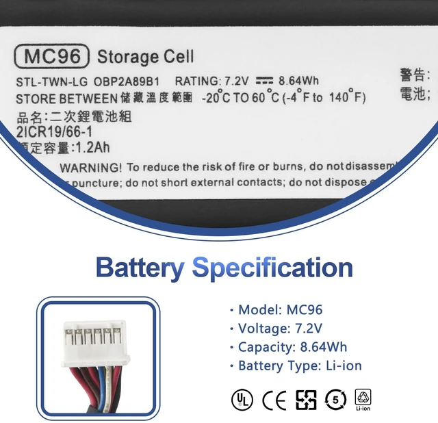 Alt view image 2 of 5 - MC96 MC96G9 Laptop Battery for HP Smart Array P840AR P440AR P840 P440