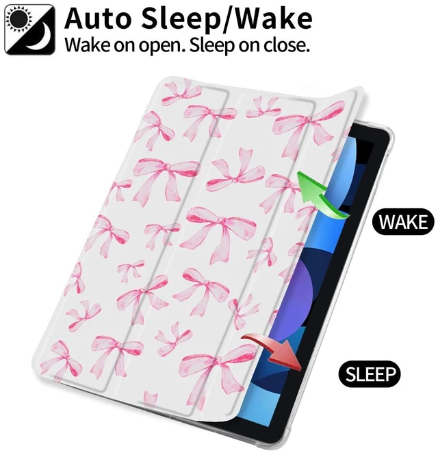 Alt view image 3 of 5 - Idocolors Cute Bowknot Pad Case for 10.9 Inch iPad 2022/2025, Clear TPU Smart Stand Back Cover with Pencil Holder, for iPad 10th/11th Generation Auto Wake/Sleep Shockproof Protective Case