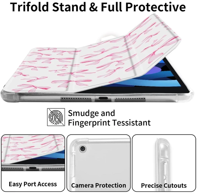 Alt view image 4 of 5 - Idocolors Cute Bowknot Pad Case for 10.9 Inch iPad 2022/2025, Clear TPU Smart Stand Back Cover with Pencil Holder, for iPad 10th/11th Generation Auto Wake/Sleep Shockproof Protective Case