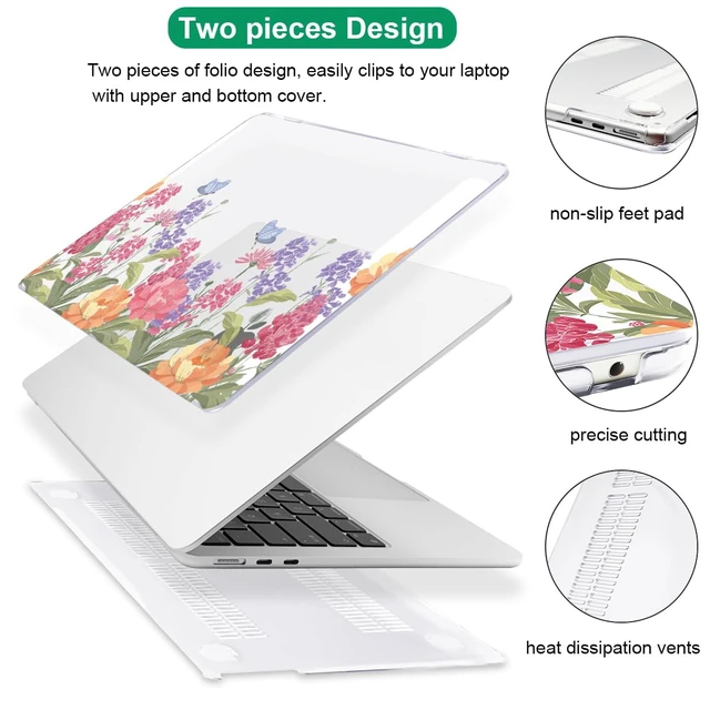 Alt view image 3 of 5 - LCMOCICO Compatible with MacBook Air 13 inch Case 2026 2025-2022 M5 M4 M3 M2 Chip A3449 A3240 A3113 A2681, Pattern Hard Shell Laptop Case Keyboard Cover for MacBook Air 13.6 M5, Pink & Purple Flowers