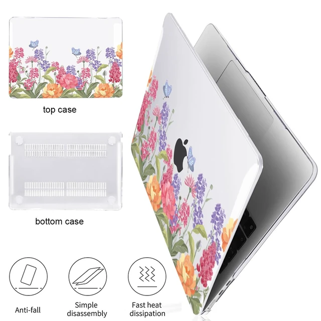 Alt view image 4 of 5 - LCMOCICO Compatible with MacBook Air 13 inch Case 2026 2025-2022 M5 M4 M3 M2 Chip A3449 A3240 A3113 A2681, Pattern Hard Shell Laptop Case Keyboard Cover for MacBook Air 13.6 M5, Pink & Purple Flowers