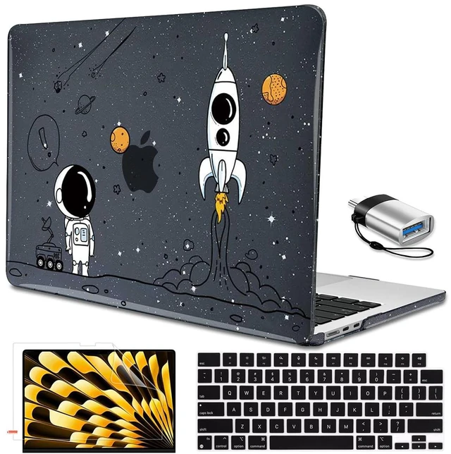 Main image of LCMOCICO Compatible with 2026 M5 MacBook Air 15 inch Case, 2026 2025-2023 M5 A3448 M4 A3241 M3 A3114 M2 A294, Shiny Plastic Hard Shell Cover Keyboard Skin Screen Protector, Astronauts & Spacecraft
