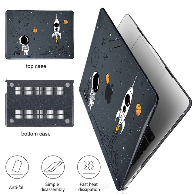 Alt view image 3 of 5 - LCMOCICO Compatible with 2026 M5 MacBook Air 15 inch Case, 2026 2025-2023 M5 A3448 M4 A3241 M3 A3114 M2 A294, Shiny Plastic Hard Shell Cover Keyboard Skin Screen Protector, Astronauts & Spacecraft