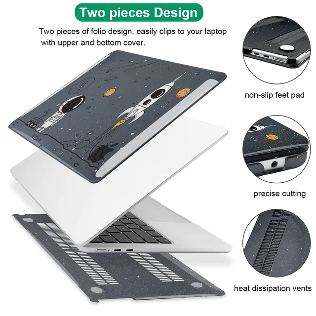 Alt view image 4 of 5 - LCMOCICO Compatible with 2026 M5 MacBook Air 15 inch Case, 2026 2025-2023 M5 A3448 M4 A3241 M3 A3114 M2 A294, Shiny Plastic Hard Shell Cover Keyboard Skin Screen Protector, Astronauts & Spacecraft