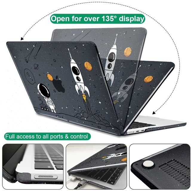 Alt view image 5 of 5 - LCMOCICO Compatible with 2026 M5 MacBook Air 15 inch Case, 2026 2025-2023 M5 A3448 M4 A3241 M3 A3114 M2 A294, Shiny Plastic Hard Shell Cover Keyboard Skin Screen Protector, Astronauts & Spacecraft