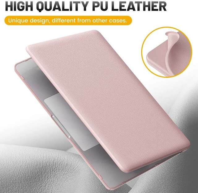 Alt view image 4 of 5 - HXCASEAC Compatible with MacBook Air 13 inch Case 2026 2025 2024 2022 (13.6 inch) M5 M4 M3 M2, Foldable Stand, Anti-Scratching Protective Hard Shell Cover A3449 A3240 A3113, A2681 PU Leather, Pink