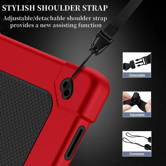 Alt view image 4 of 5 - for Callsky-Tab Cpad 10 10.1 inch Case with 2 Pcs Screen Protector,Shockproof Case with Shoulder Strap Kickstand Cover for Callsky-Tab Ctab 10/Cpad 10 10.1 inch Tablet (Red/Black)