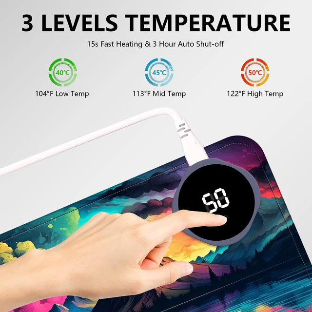 Alt view image 5 of 5 - Heated Mouse Pad with 3 Levels HeatedColorful Scenery