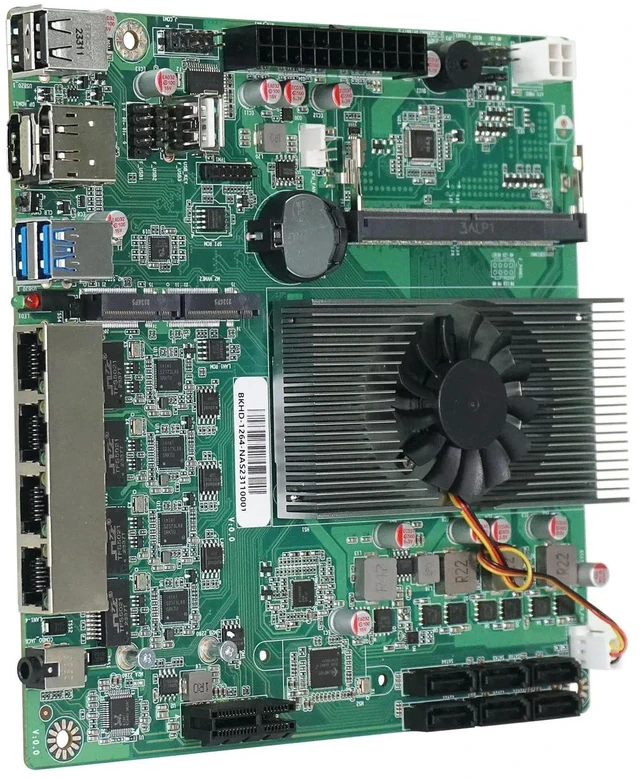 Alt view image 5 of 5 - HKUXZR N100 Industrial Motherboard NAS 4 Cores 4 Threads Low Power Processor 4x2.5G i226 Network M.2 Slot 6xSATA DP HDMI 2.0 PCIE 1 .1*M2_ SSD NVME/NGFF+ 1*M.2_ NVME