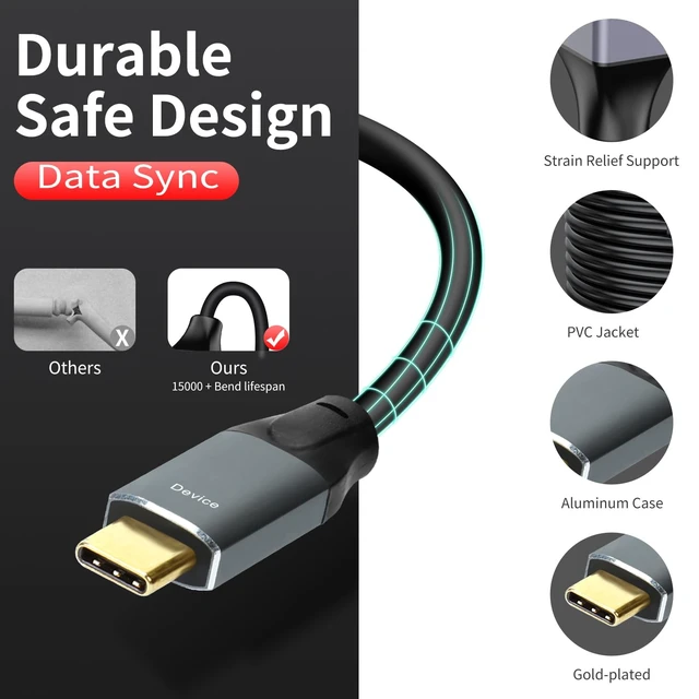 Alt view image 3 of 5 - GOSYSONG USB 3.0 A to C Cable 30ft, 5Gbps Super Speed USB 3.0 Cable Compatible with VR,Xbox,Laptop,Camera,Docking Station,SSD and More
