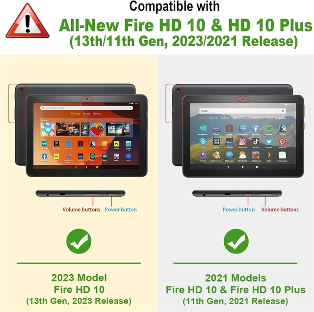 Alt view image 2 of 5 - KEFBWAO Case for All-New Fire HD 10 and 10 Plus Tablet (13th/11th Generation, 2023/2021 Release), Magnetic Clasp Stand Leather Case with Pen Holder, Green