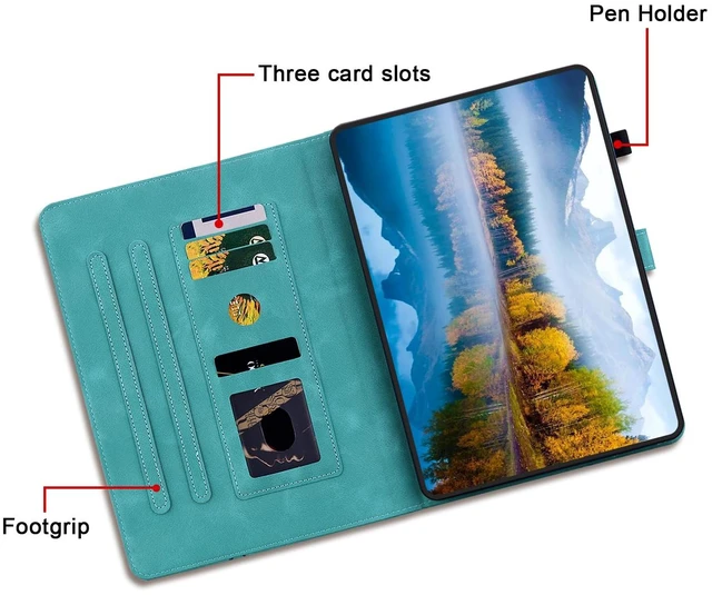 Alt view image 3 of 5 - KEFBWAO Case for All-New Fire HD 10 and 10 Plus Tablet (13th/11th Generation, 2023/2021 Release), Magnetic Clasp Stand Leather Case with Pen Holder, Green