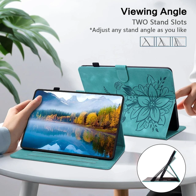 Alt view image 4 of 5 - KEFBWAO Case for All-New Fire HD 10 and 10 Plus Tablet (13th/11th Generation, 2023/2021 Release), Magnetic Clasp Stand Leather Case with Pen Holder, Green