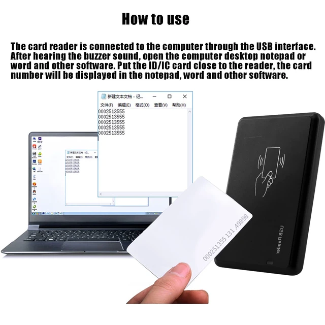 Alt view image 2 of 5 - Riversmerge IC ISO14443A RFID Reader for F08/Classic S50 Card USB Keyboard Emulation Compatible with Windows/Android/Liunx System + 5pcs Card