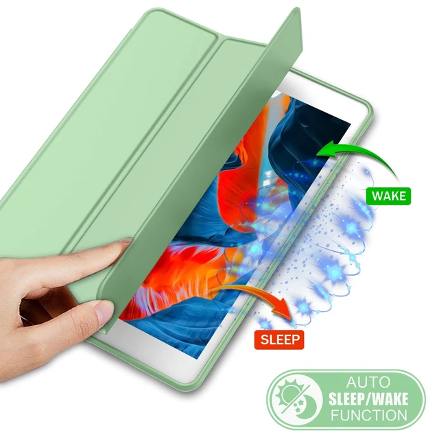 Alt view image 3 of 5 - iMieet iPad 9th Generation Case 2021/iPad 8th Generation Case 2020 10.2 Inch with Pencil Holder, iPad 7th Gen 2019 Case with Soft Baby Skin Silicone Back, Auto Wake/Sleep Cover (Matcha Green)