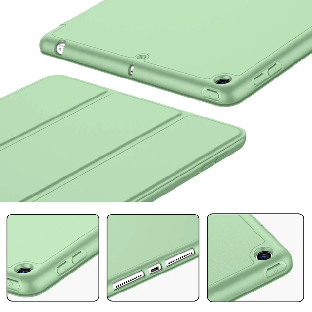 Alt view image 4 of 5 - iMieet iPad 9th Generation Case 2021/iPad 8th Generation Case 2020 10.2 Inch with Pencil Holder, iPad 7th Gen 2019 Case with Soft Baby Skin Silicone Back, Auto Wake/Sleep Cover (Matcha Green)
