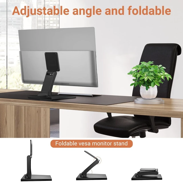 Alt view image 2 of 5 - Jakeko Lay Flat Low Profile Monitor Stand - for 14-24" Screens Ergonomic Adjustable Desktop Mount with 100x100mm Compatibility - Steel