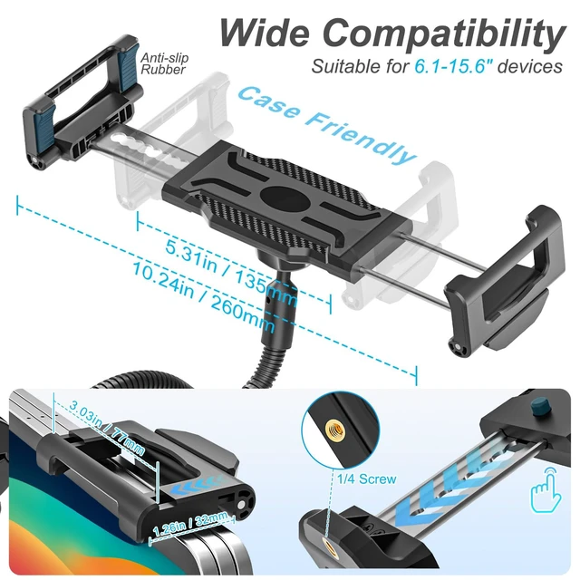 Alt view image 4 of 5 - INSSKY Metal Gooseneck Spin Bike Tablet Holder for Exercise/Stationary Bike