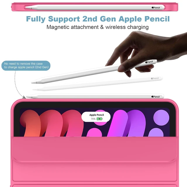 Alt view image 2 of 5 - iMieet iPad mini 7 Case 2024 (A17 Pro), iPad mini 6 Case (8.3-Inch,2021 Model), iPad mini 7th/6th Generation Case with Pencil Holder, Trifold Stand Smart Case with Soft TPU Back,Watermelon