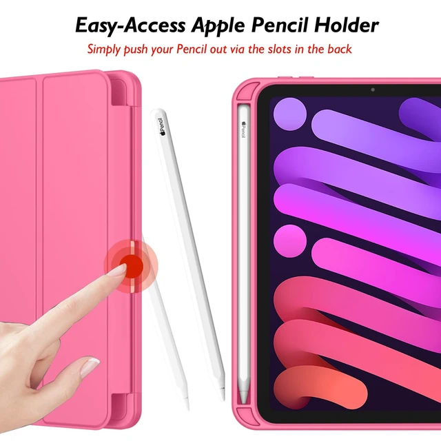 Alt view image 3 of 5 - iMieet iPad mini 7 Case 2024 (A17 Pro), iPad mini 6 Case (8.3-Inch,2021 Model), iPad mini 7th/6th Generation Case with Pencil Holder, Trifold Stand Smart Case with Soft TPU Back,Watermelon