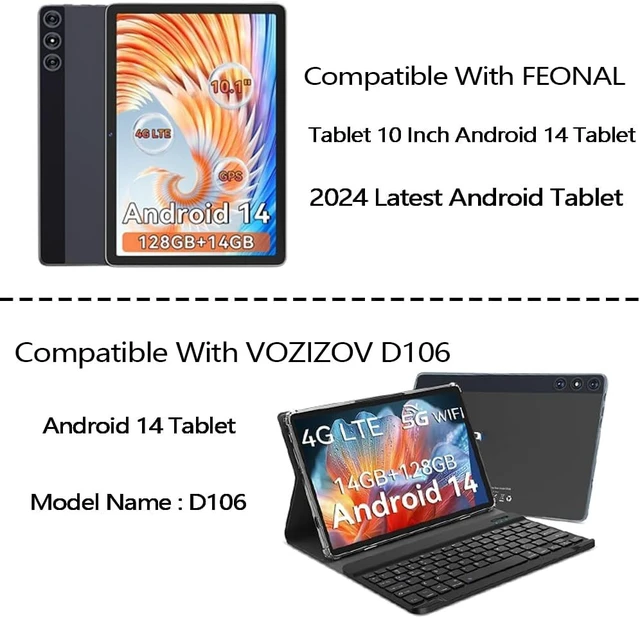 Alt view image 2 of 5 - Kebiory for KADYBE D106 for MEIZE D106 Android 14 Tablet Case With 2 Pcs Screen Protector,Shoulder Strap,Kiskctand Hybrid Case for VOZIZOV D106 Android 14/FEONAL 10.1 inch 2024 Tablet (NavyGreen+2Pcs)