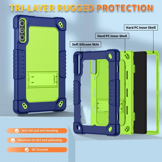Alt view image 4 of 5 - Kebiory for KADYBE D106 for MEIZE D106 Android 14 Tablet Case With 2 Pcs Screen Protector,Shoulder Strap,Kiskctand Hybrid Case for VOZIZOV D106 Android 14/FEONAL 10.1 inch 2024 Tablet (NavyGreen+2Pcs)