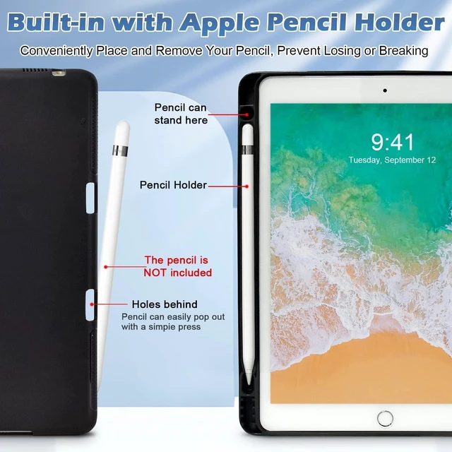 Alt view image 4 of 5 - Zonefoker for iPad 6th 5th Generation Cases 2018/2017, iPad Air 2 Case 2014, iPad Air 2013, iPad Pro 9.7 inch Case 2016 with Pencil Holder, Leather Folio Cover for Kids, Women, Men, Black Brown