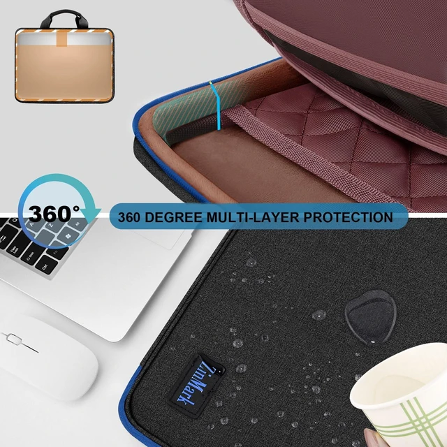 Alt view image 4 of 5 - Laptop Case 15.6 Inch Briefcase Military-Grade Protection with Detachable Belt Bag, Compatible All Model of 15-16 Inch MacBook Pro and Most Popular 15.6 Inch Notebooks Chromebooks (Black Blue)