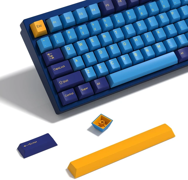 Main image of KBDiy Nautilus PBT Double Shot Keycap Set,176 Keys Blue Purple Custom Key Cap Keycaps 60 Percent Cherry Profile Keycaps for 61/64/68/84/87/100/104/108 Mechanical Keyboard