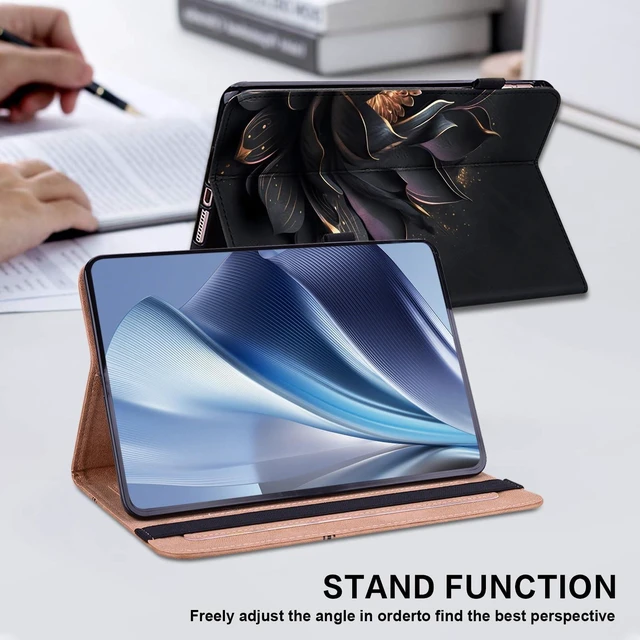Alt view image 5 of 5 - KEFBWAO Case for All-New Fire HD 10 and 10 Plus Tablet (13th/11th Generation, 2023/2021 Release), Stylus Holder Flip Wallet Leather Shockproof Cover for Fire HD 10 2023 Case, Purple Lotus