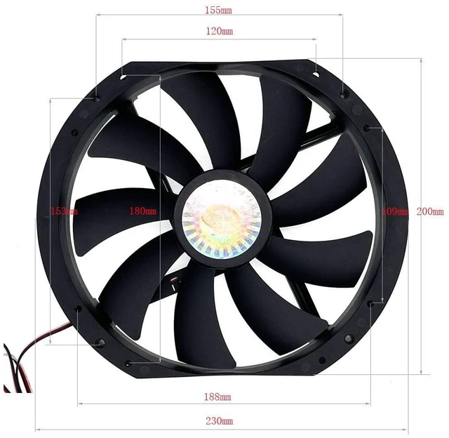 Alt view image 3 of 3 - Large Size Air Flow Computer Case Fan,230mm 23cm 12V Mute Low Noise Cooling,230X200X30mm A23030-07CB-3MN-F1 DF2303012SELN