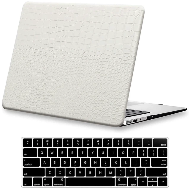 Main image of KEROM Compatible for MacBook Air 15 inch Case 2026 M5, 2023-2025 M4/M3/M2 A3448 A3241 A3114 A2941, Crocodile Skin Alligator Skin PU Leather Hardshell & Keyboard Cover for Mac Air 15 inch Case, White